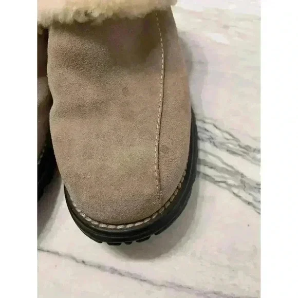 UGG Australia Sand Color Suede Leather Sherpa Lined Slip-On Clog 5397 Size 6 - Picture 8 of 8
